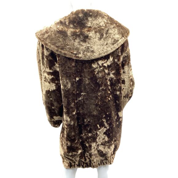 VTG Made In Italy Women’s Coat SZ L Crushed Velvet Toggle Closures Side Pockets - Picture 5 of 8